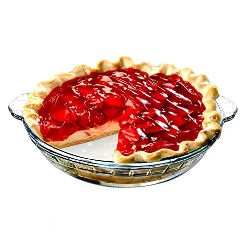 karadrova Pie Form, Glas Pie Form mit Griffen - 24cm 1.6 L, Rund Pie Dish für 5-6 Personen von karadrova