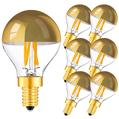 karedle oard 6er Pack G45 Kopfspiegellampe Golden LED Glühbirne E14-Sockel Edison Lampe ersetzt 40 Watt, 4W, 240 Lumen, 2700K warmweiß, LED Filament Fadenlampe, mit dimmenden, 220V, Gold von karedle oard