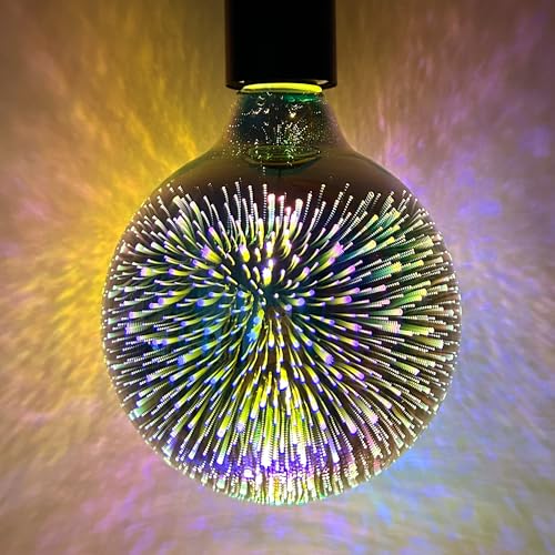 karedle oard LED Lampe mit 3D Feuerwerks-Effekt zur dekorativen Stimmungsbeleuchtung E27 G125 Edison Glühbirne 7W 160lm 220-240V flimmerfrei, nicht dimmbar, 1 Stück von karedle oard