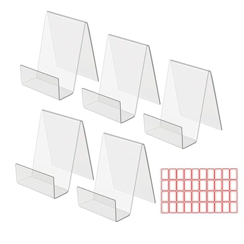 karelwui Bücherregal, transparentes Acryl-Bücherregal, stabiles dreieckiges Rahmenregal für Bücher, Postkarten, Bilder, transparentes Bücherregal, Präsentationsständer, 5-teiliges Set Klar von karelwui