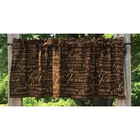 Christian Faith Volant Für Die Küche - Braun Und Gold Bauernhaus Fenstervorhang Topper von karensbedandbath