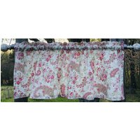 Shabby Chic Rosa Rose Paisley Volant Frühling Landhaus Rosen Blumen Bauernhaus Küche Vorhang Topper von karensbedandbath