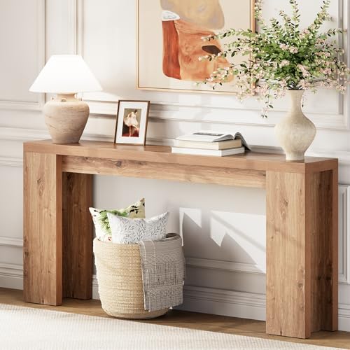 Extra langer Konsolentisch, Bauernhaus-Eingangstisch mit verdicktem Boden, Sofatisch aus Holz, hinter Couchtisch, schmaler Eingangsbereich, Akzenttisch für Wohnzimmer, Flur, Eingang, Foyer, Braun Extra langer Konsolentisch, Bauernhaus-Eingangstisch mit verdicktem Boden, Sofatisch aus Holz, hinter Couchtisch, schmaler Eingangsbereich, Akzenttisch für Wohnzimmer, Flur, Eingang, Foyer, Braun von karlott
