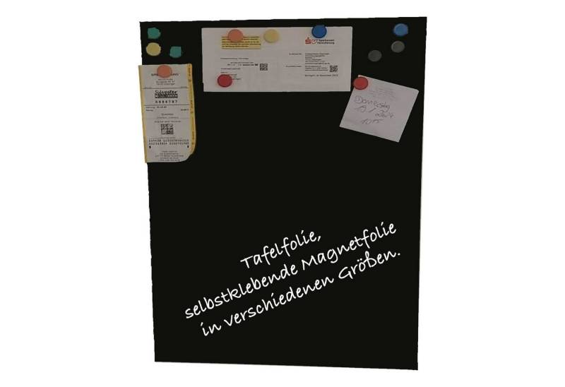 karofoilfix Magnetfolie Tafelfolie Magnetisch Schwarz – Selbstklebend +10 Magnete, 40 Größen, Tafelfolie, schwarz, selbstklebend, magnetisch, 10 Magnete von karofoilfix
