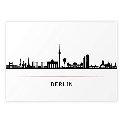 Berlin Skyline Poster, schwarz-weiß, Wandbild/Wanddekoration mit Stadt Panorama, ohne Rahmen (mattes Premium-Papier 135g/m², DIN A2 59,4 x 42,0 (cm)) von kartenkuss.de