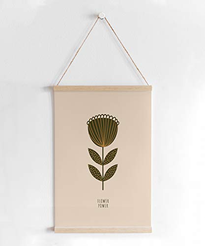 kartenkuss.de Skandi-Poster mit Posterleiste, minimalistische braune Blume brun blomma, skandinavisches Poster inkl. Posterschiene aus Holz (mattes Premium-Papier 135g/m², DIN A3) von kartenkuss.de