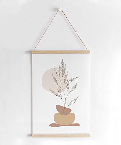 kartenkuss.de Skandi-Poster mit Posterleiste, minimalistisches Pflanzen-Motiv organiska två, modernes skandinavisches Poster inkl. Posterschiene aus Holz (Leinenoptik 200g/m², DIN A2) von kartenkuss.de