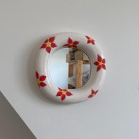 Keramik Blumen Spiegel Kleiner Spiegel | 19cm von kartuzceramics