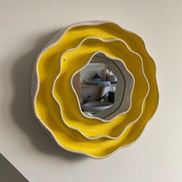 Kleiner Spiegel Keramikblume Funky Wandkunst | 24 cm von kartuzceramics
