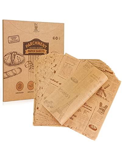 Katbite 100 Stück Sandwich-Geschenkpapier, Deli-Papier, 30,5 x 30,5 cm, Lebensmittelkorbeinlagen, fettdichtes und antihaftbeschichtetes Backpapier ist perfekt für Zuhause, Picknick, Tablett, von katbite