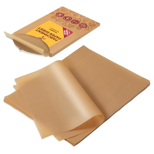 Ungebleichtes Pergamentpapier, 20.3x30.5 cm, Backpapier, strapazierfähiges und antihaftbeschichtetes Pergamentpapier, vorgeschnittenes Pergamentpapier zum Backen, Grillen, Dämpfen von katbite