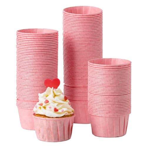 katbite Papier Muffinförmchen, 150 Stück Mini Cupcake Formen für Hochzeit, Geburtstag, Party, Einweg Backbecher in Rosa von katbite