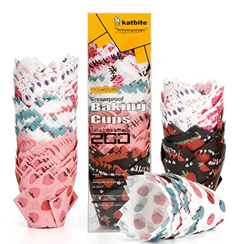 katbite Tulpen Muffinförmchen aus Papier, 200 Stück Cupcake Backbecher für Party Hochzeit Geburtstag, Muffinform von katbite