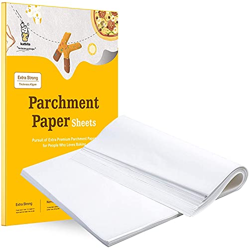 katbite Verdickt Backpapier Zuschnitt 200 Blatt 23 x 33 cm (9x13 Zoll) Antihaft Weiß Pergament Papier, zum Backen, Kochen, Backen, Braten von katbite