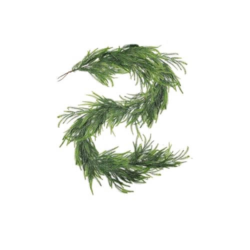 Katflyee 1,8 m Real Touch Weihnachtsgirlande Norfolk Kiefer Realistische künstliche Weihnachtsgirlande Faux Natural Greenery Girlande für Tisch Kaminsims Treppengeländer Wand Outdoor von katflyee