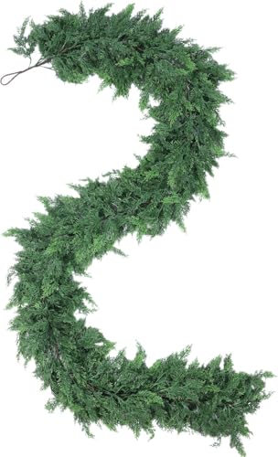 Katflyee 1,8 m Weihnachten Norfolk Kiefer Girlande Real Touch Realistische Weihnachten Zederngirlande Künstliche Künstliche Grüngirlanden für Tisch, Kamin, Kaminsims, Treppengeländer, Wand, Outdoor von katflyee