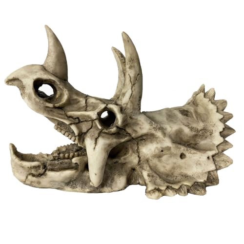kathson Aquarium-Dekoration, Dinosaurier-Motiv, Triceratops, Totenkopf, aus Kunstharz, Dekoration für Reptilien, Versteck von kathson