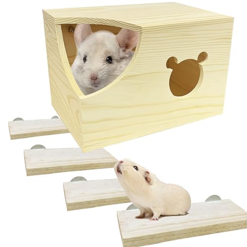 kathson Chinchilla Haus aus Holz, handgefertigt, für Meerschweinchen, Chinchilla, Eichhörnchen, Igel, 4 Stück kathson Chinchilla Haus aus Holz, handgefertigt, für Meerschweinchen, Chinchilla, Eichhörnchen, Igel, 4 Stück von kathson