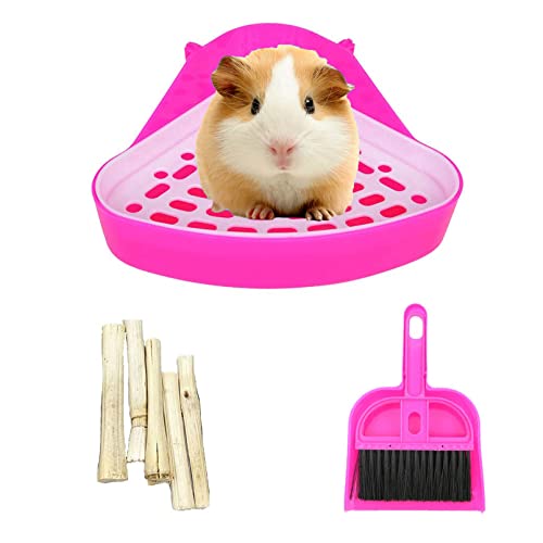 kathson Dreieckiges Töpfchentrainer, Eckkaninchen, für Meerschweinchen, Katzentoilette, Streu, Kunststoff, für Kaninchen, Chinchilla, Hamster, Frettchen, Kleintiere, Rosa von kathson