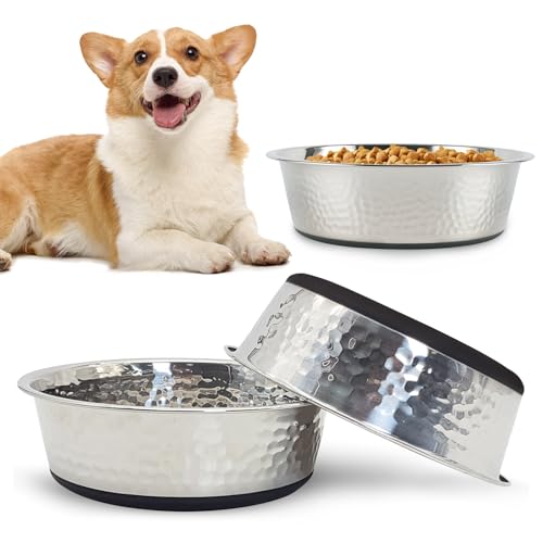 kathson Katzennäpfe aus Edelstahl, gehämmerte Metall-Hundenäpfe mit rutschfester Unterseite aus Gummi, für Wasser und Futter, spülmaschinenfest, zum Füttern von kleinen bis mittelgroßen Haustieren (18 kathson Katzennäpfe aus Edelstahl, gehämmerte Metall-Hundenäpfe mit rutschfester Unterseite aus Gummi, für Wasser und Futter, spülmaschinenfest, zum Füttern von kleinen bis mittelgroßen Haustieren (18 von kathson