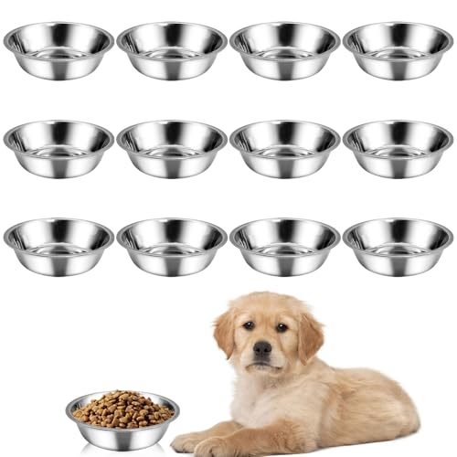 kathson Kleine Edelstahl-Hundenäpfe, Ersatznapf für Welpen, Futter und Wassernapf, geeignet für drinnen und draußen, Haustier-Futternapf für kleine Tiere, Kätzchen, spülmaschinenfest (14 cm) von kathson