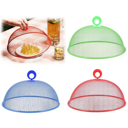 3 Stück Netz-Abdeckung für Lebensmittel, Fliegenhaube Aus Metall Edelstahl, Runde Lebensmittel Abdeckung, Fliegenschutz Abdeckhaube, Wiederverwendbare Lebensmittelabdeckung mit Griff, für Küche 3 Stück Netz-Abdeckung für Lebensmittel, Fliegenhaube Aus Metall Edelstahl, Runde Lebensmittel Abdeckung, Fliegenschutz Abdeckhaube, Wiederverwendbare Lebensmittelabdeckung mit Griff, für Küche von katmerio
