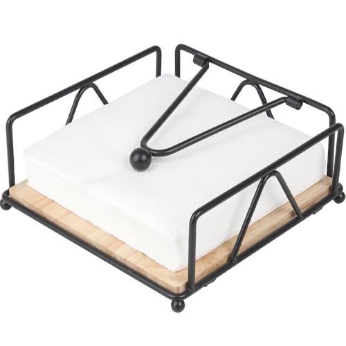 Serviettenhalter Schwarz Metall, Serviettenspender, Napkin Holder, Moderner Serviettenständer, Papierserviettenhalter, Wasserdicht & Rostbeständig, Taschentuchspender für Küchen Restaurants Bar von katmerio