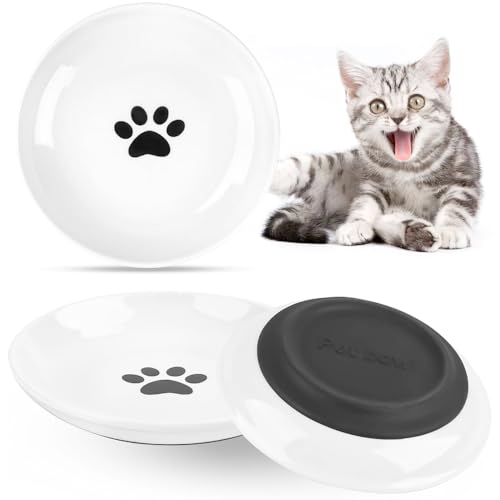 katmerio 2 Stück Katzennapf Keramik, Futternapf für Katze mit Rutschfestem Gummiboden, Rutschfester Fressnapf, Flacher Katzenteller, Katzen Napf für Katzen, Kleine Hunde katmerio 2 Stück Katzennapf Keramik, Futternapf für Katze mit Rutschfestem Gummiboden, Rutschfester Fressnapf, Flacher Katzenteller, Katzen Napf für Katzen, Kleine Hunde von katmerio