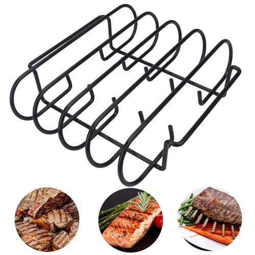 katmerio Braten und Rippchenhalter, Spareribs Halter Grill, BBQ-Grill für Gegrillte Lammkoteletts, Gegrilltes Steak, Geeignet für Gasgrills und Holzkohlegrills - 31.3 x 25.3 x 7.3 cm von katmerio