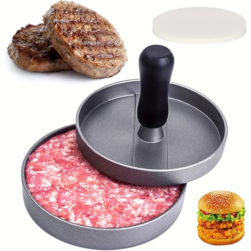 katmerio Burgerpresse aus Edelstahl, 11.9 cm Hamburgerpresse, Patty Presse mit ABS-Griff, Antihaft-Hamburgerpresse katmerio Burgerpresse aus Edelstahl, 11.9 cm Hamburgerpresse, Patty Presse mit ABS-Griff, Antihaft-Hamburgerpresse von katmerio