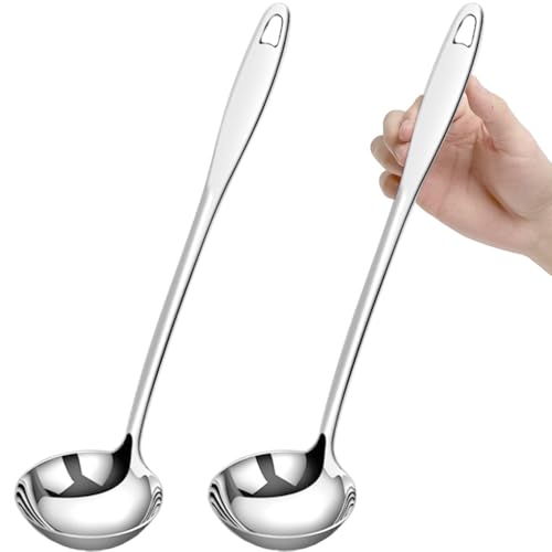 katmerio Edelstahl Suppenschöpfer, 2 Stück Schöpfkelle Zum Servieren und Schöpfen von Suppen, Spülmaschinengeeignet, Saucen-/ Schöpflöffel, Schöpfkelle katmerio Edelstahl Suppenschöpfer, 2 Stück Schöpfkelle Zum Servieren und Schöpfen von Suppen, Spülmaschinengeeignet, Saucen-/ Schöpflöffel, Schöpfkelle von katmerio