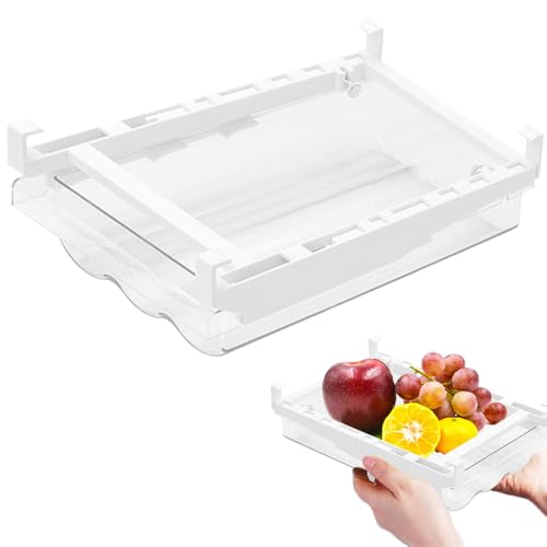 katmerio Kühlschrank Organizer, Ausziehbare Kühlschrank Schublade Organizer, Kühlschrank Aufbewahrungsbox, Kühlschrankbox Organizer Schublade, Klarer Behälter Lebensmittel Getränke Eier Obst von katmerio
