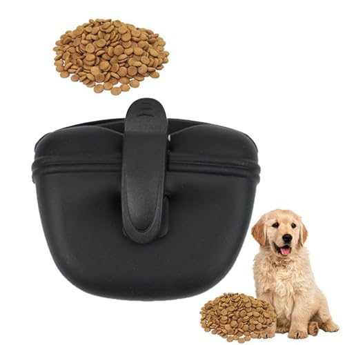 katmerio Silikon Hundeleckerli Beutel aus Silikon Snack Tasche für Hundetraining Kleine Trainingstasche mit magnetischem Verschluss und Taillen Clip von katmerio