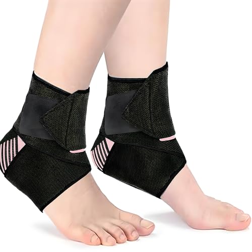 katmerio Sprunggelenkbandage 2 Stück, Professionelle Knöchelbandage, Verstellbare Knöchelbandage für den Schutz beim Sport, Einheitsgröße mit perfekter Passform für Männer und Frauen von katmerio