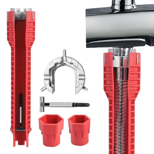 katmerio Waschbecken Installer Werkzeug, Spülenschlüssel Installer, Sink Faucet Installer, Multifunktionaler Spülenschlüssel, Doppelkopfschlüssel, Geeignet für Bäder,Küchen,Toiletten von katmerio