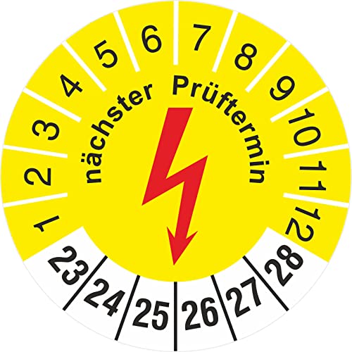 200 Stück Nächster Prüftermin Elektrotechnik Elektro 18 mm Prüfetikett Prüfplaketten Rollenware gelb 2023-28 200 Stück Nächster Prüftermin Elektrotechnik Elektro 18 mm Prüfetikett Prüfplaketten Rollenware gelb 2023-28 von kaufdeinschild