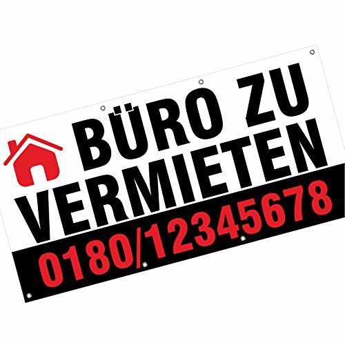 kaufdeinschild Banner Büro zu vermieten PVC 510g/qm 2x1m 8 Ösen professionell kaufdeinschild Banner Büro zu vermieten PVC 510g/qm 2x1m 8 Ösen professionell von kaufdeinschild