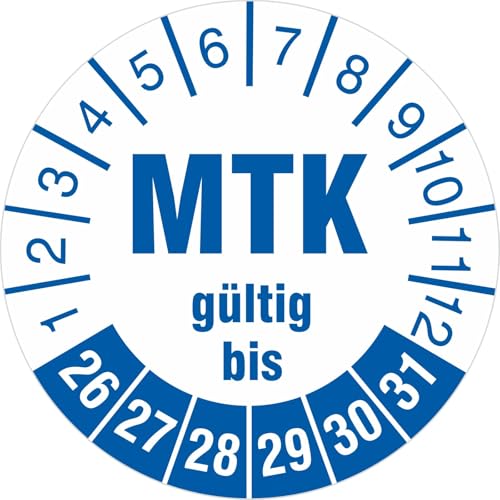Prüfetiketten MTK Prüfung Medizintechnik geprüft Prüfplaketten 2026-31 (Durchmesser 30mm, 100) von kaufdeinschild