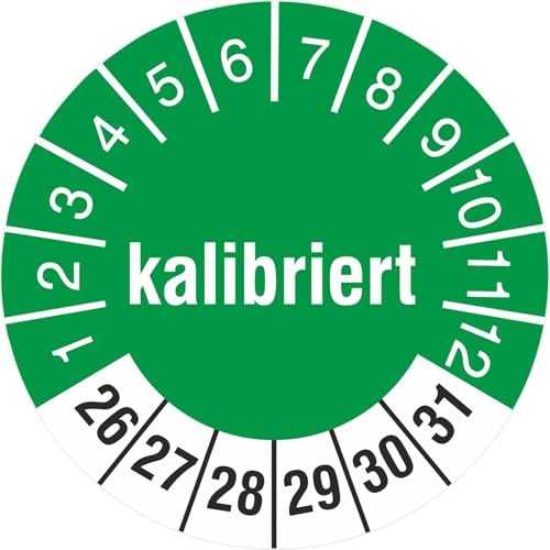 Prüfetiketten mit Aufdruck KALIBRIERT Prüfplaketten 30 mm rund 2026-31 (30mm Durchmesser, 500) von kaufdeinschild