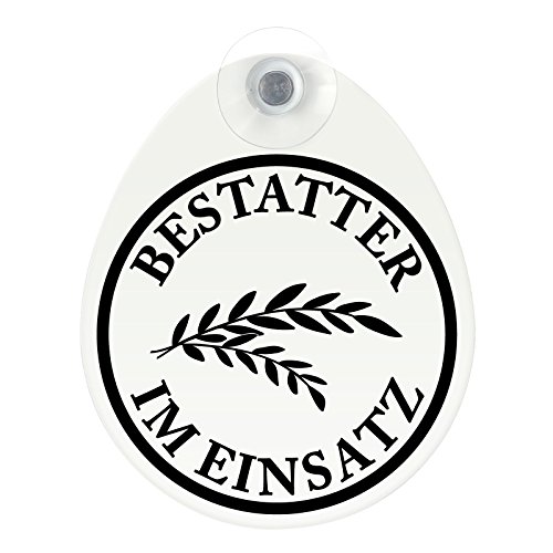 Schild, Autoschild Bestatter im Einsatz Dienst mit Saugnapf, 1,1mm wetterfestes Material 100 x 120 mm groß von kaufdeinschild