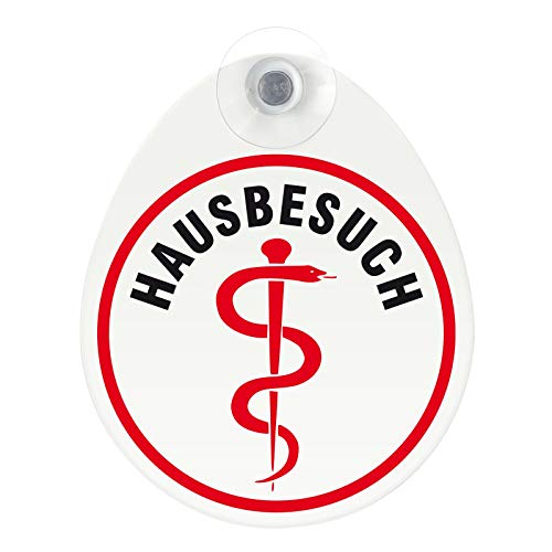 Schild, Autoschild Hausbesuch mit Saugnapf, 1,1mm wetterfestes Material 100 x 120 mm groß, von innen oder außen von kaufdeinschild