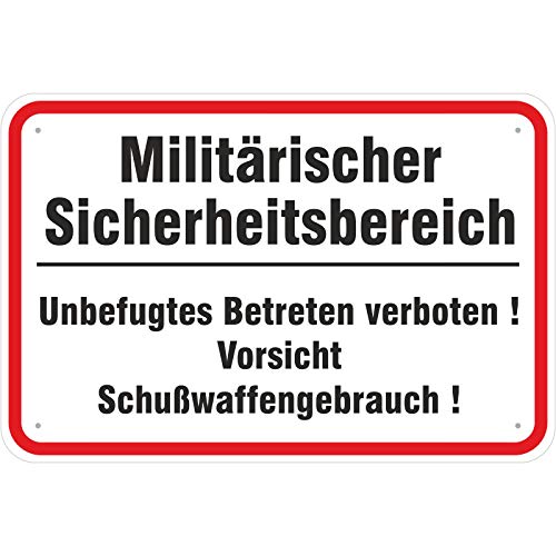 Schild "Militärischer Sicherheitsbereich/Schußwaffengebrauch" aus Aluminium-Verbundmaterial 3mm stark 30 x 45 cm von KDS