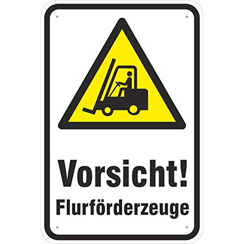 Schild Vorsicht Flurförderzeuge/Staplerverkehr aus Aluminium-Verbundmaterial 3mm stark 40 x 60 cm von KDS