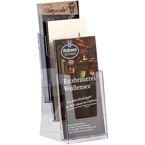 kaufdeinschild 3-Fach Ständer 1/3A4 (99 x 297 mm) Ständer Wandhalter Prospekthalter Prospektständer Acryl Hochformat von kaufdeinschild