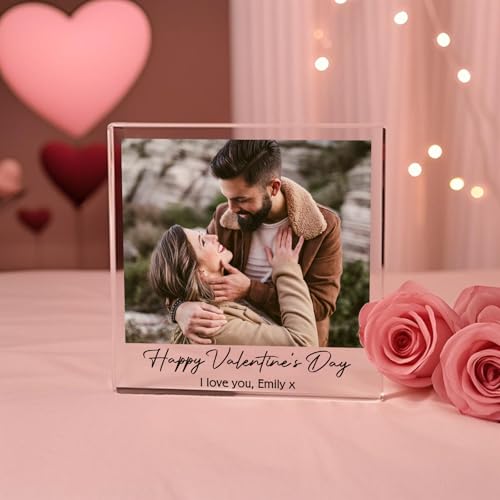 Kaululu Personalisierte Acryl Dekorationen mit 1-6 Foto & Text Geschenk für Paar Freund Freundin Frauen Partner Geschenke Personalisiertes Geschenk Valentinstag Jahrestag Geschenk für ihn Sie (1 Foto) von kaululu