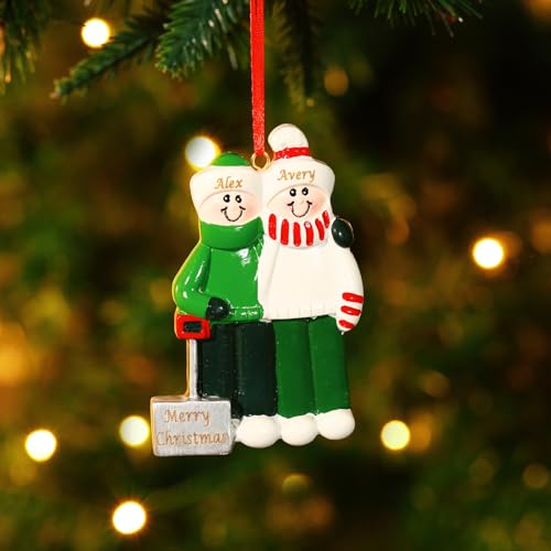 Kaululu Personalisierte Harz Weihnachtsanhänger Dekoration Familie 3D Weihnachtsbaumschmuck Hängend mit Namen für Zuhause Innen von kaululu