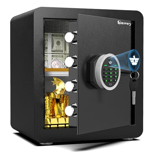 kavey 42L Safe Tresor, Mobeltresore mit digitalem Tastenfeld und dualem Alarmsystem,Geldkoffer mit Stummschaltmodus und LED- Licht herausnehmbarem Regal von kavey