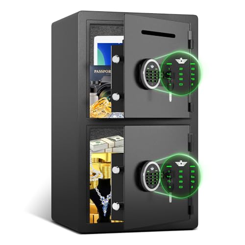 kavey Großer Tresor mit Einwurfschlitz, Doppeltür-Safe mit Doppelalarm-System und Stumme Funktion für Dokumente Bargeld Schmuck Wertsachen kavey Großer Tresor mit Einwurfschlitz, Doppeltür-Safe mit Doppelalarm-System und Stumme Funktion für Dokumente Bargeld Schmuck Wertsachen von kavey