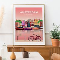 Amsterdam Pink Poster. Printed in High Quality Paper. Traveller Poster von kawaink