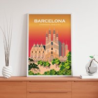 Barcelona Poster. Printed in High Quality Paper. Traveller Poster von kawaink